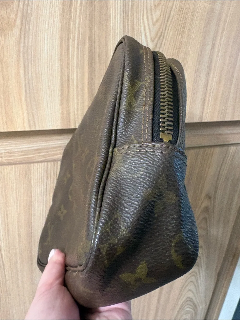 Auth Louis Vuitton Trousse Toilette 23 Brown Monogram Cosmetic Pouch Vintage - Picture 5 of 15